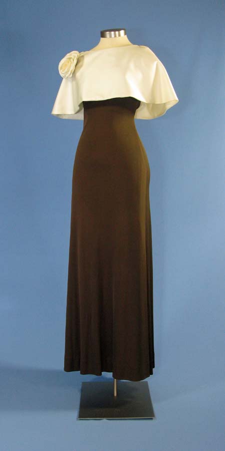 brown with ivory caplet dress